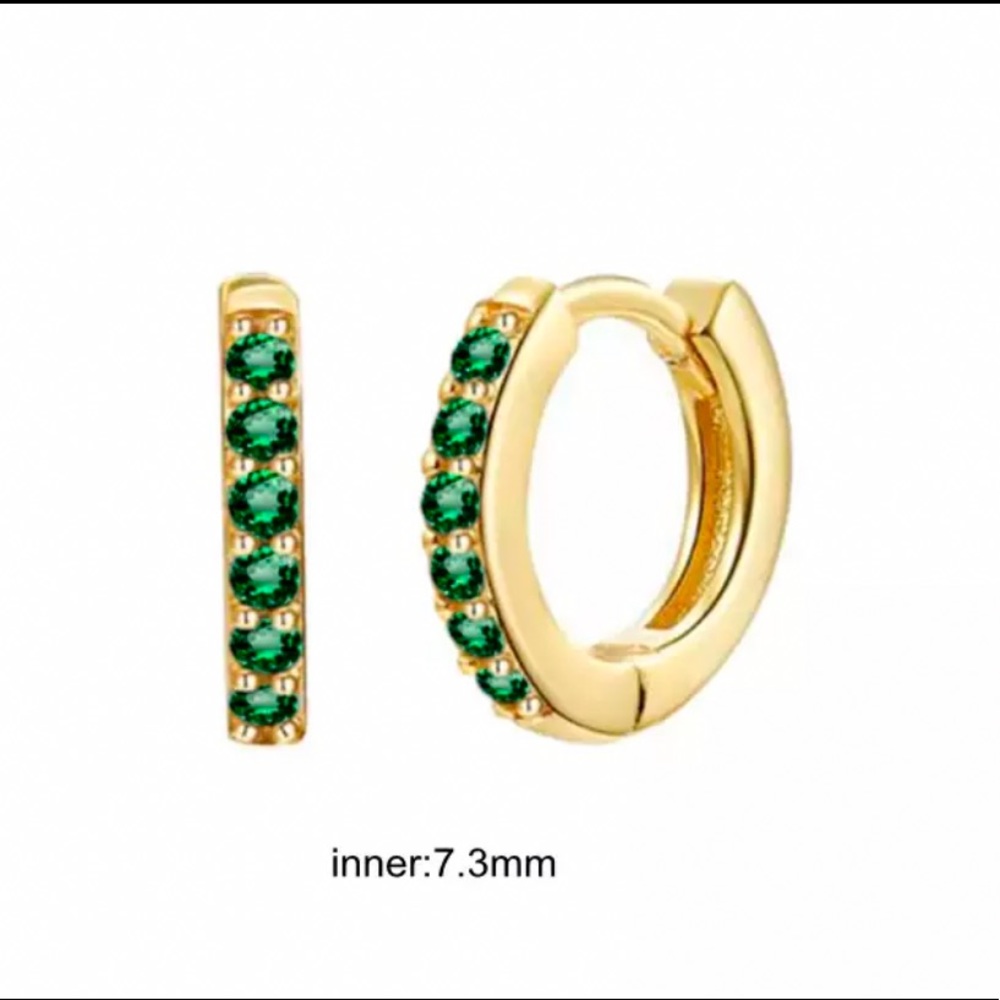 Black or Green Small Huggie Hoop Earrings
